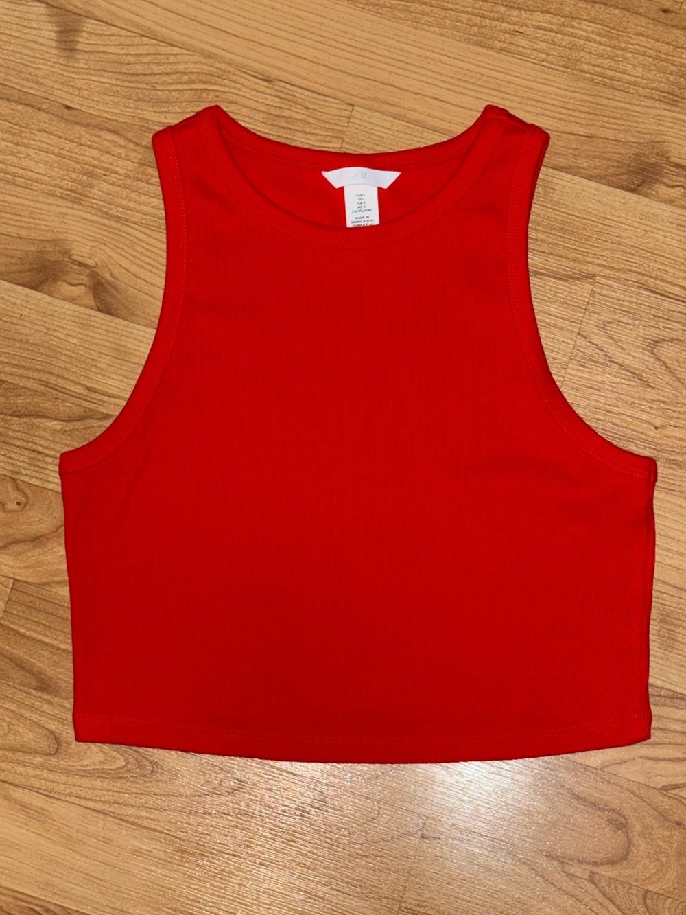 Red Ribbed Crop Tank Top - Picture 2 of 6